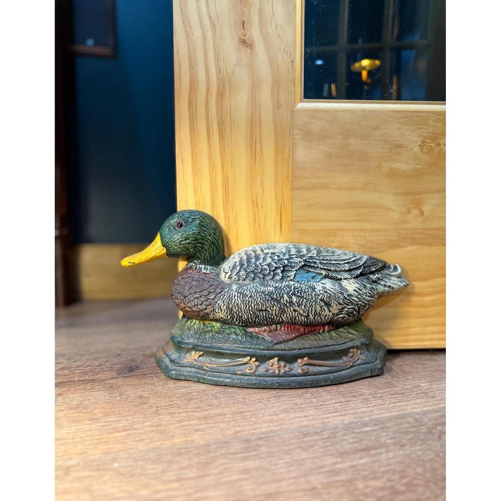Vintage Cast Iron Mallard Duck Doorstop • Duck Rustic Cabin Decor